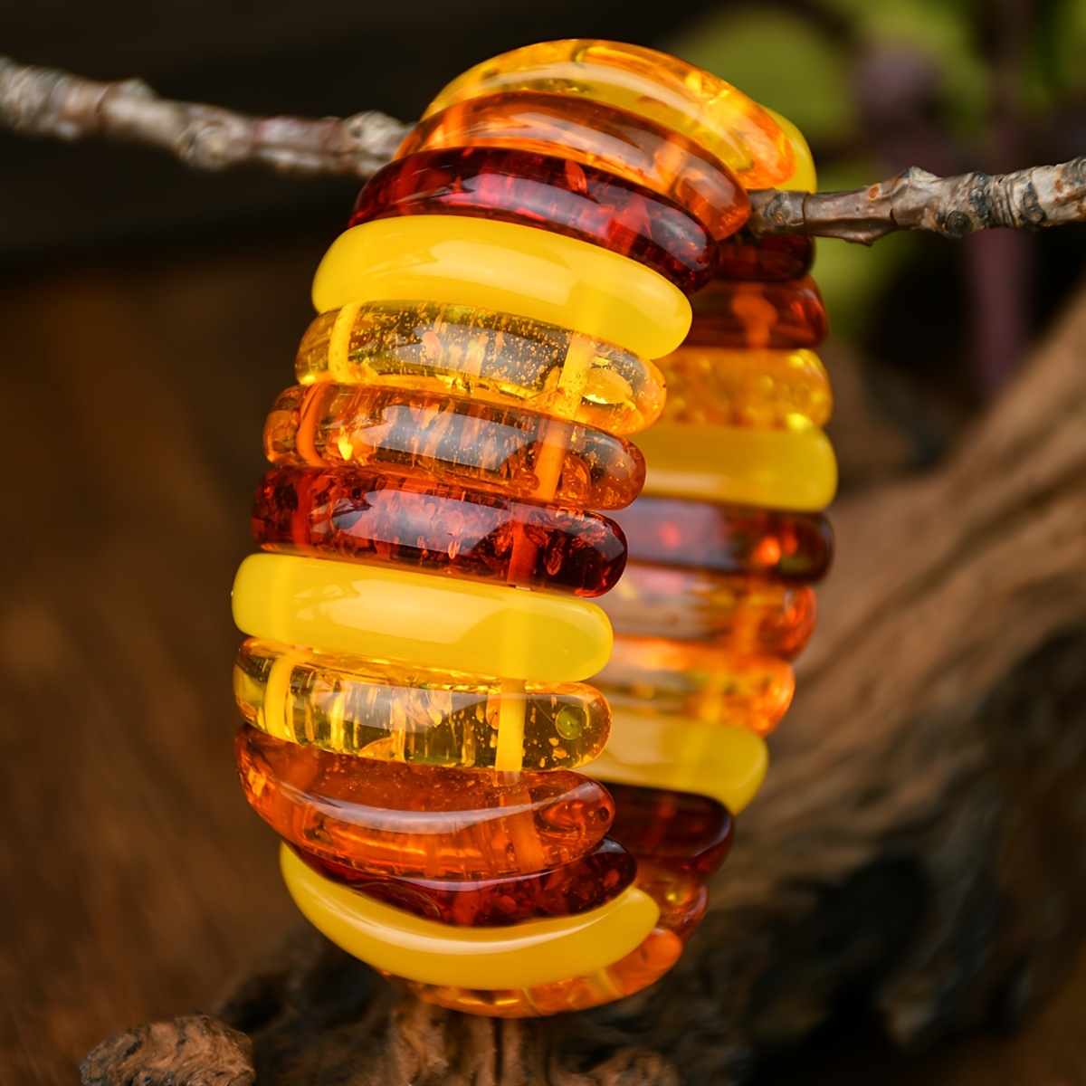 Vintage Inspired Amber Handcrafted Bead Strand Halloween Theme